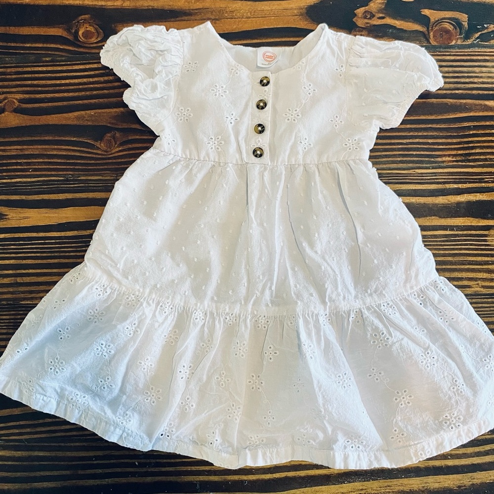 wonder nation White Eyelet Dress with Button Detail